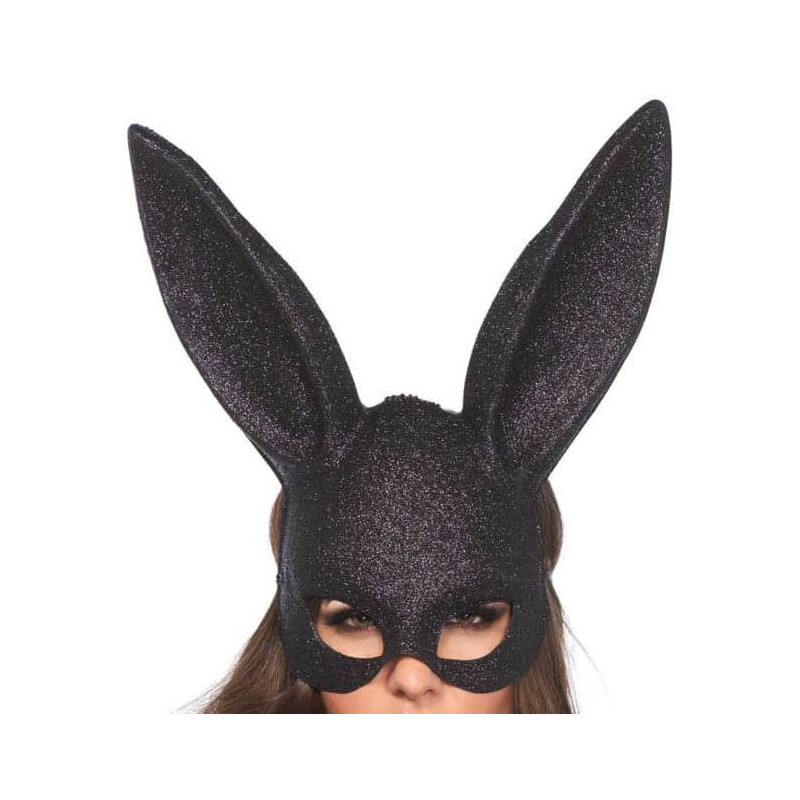 Leg Avenue Masque Rabbit - Noir Pailleté